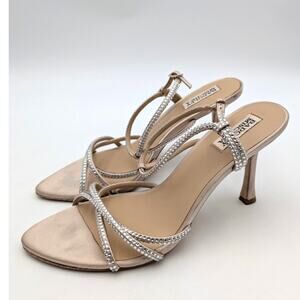 Badgley Mischka Julietta Ankle Strap Sandal Women's Nude Satin Size US9.5 EU40